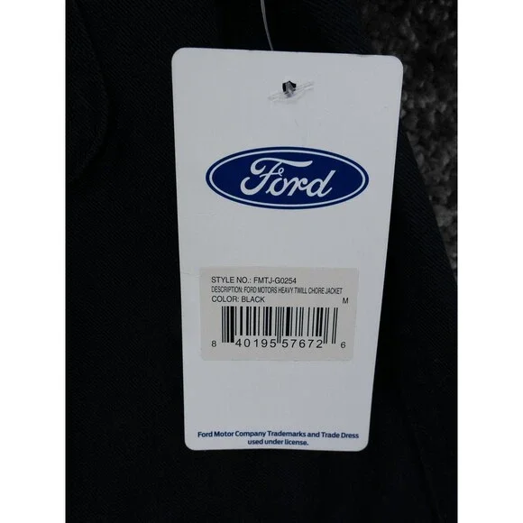 Ford Motors Chore Jacket Mens Medium Black Heavy Twill Graphic Print Logo NWT - Picture 11 of 16